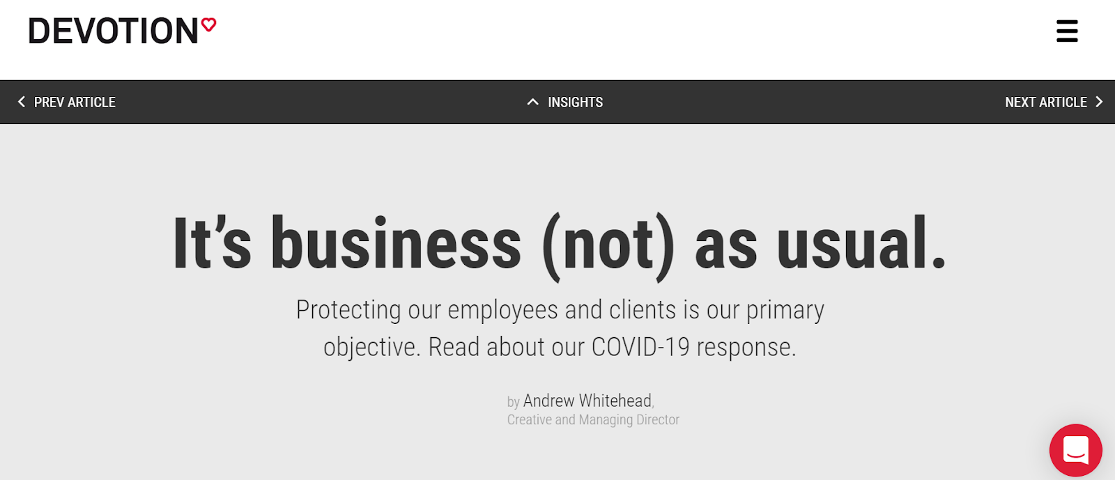 Devotion - a Sydney-based Digital Marketing Agency's response to COVID-19