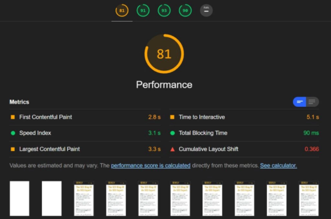 Lighthouse Performance Score