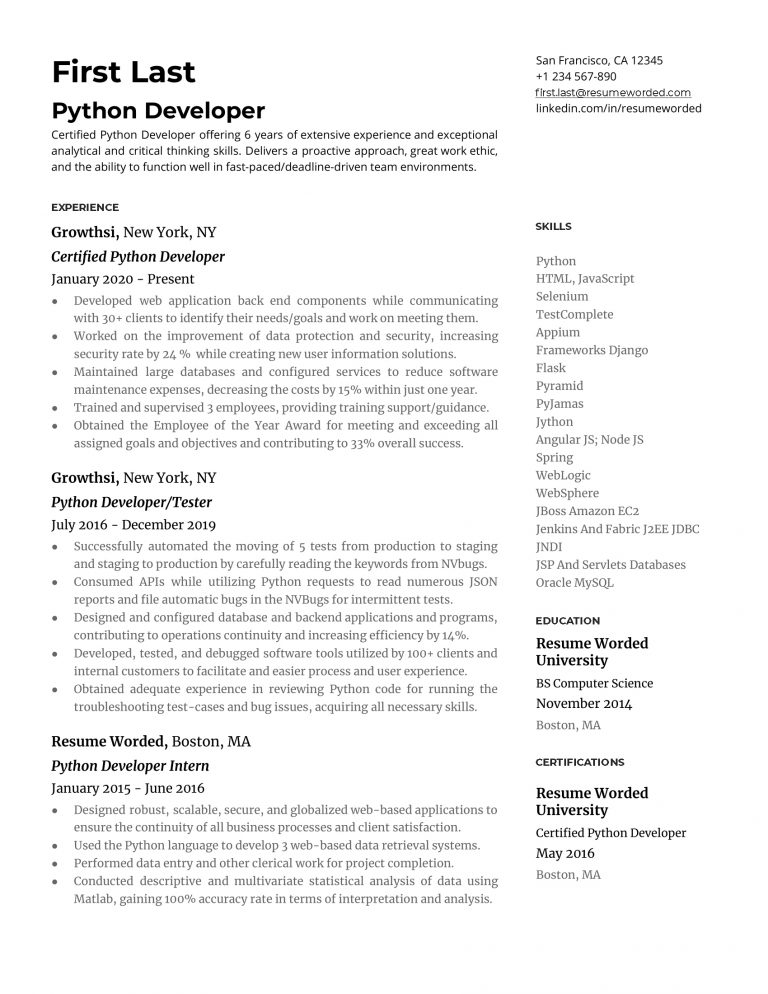 How to shortlist the best python developer resume tips from experts 