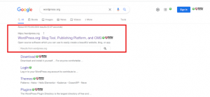 WordPress.org Google Search Results 