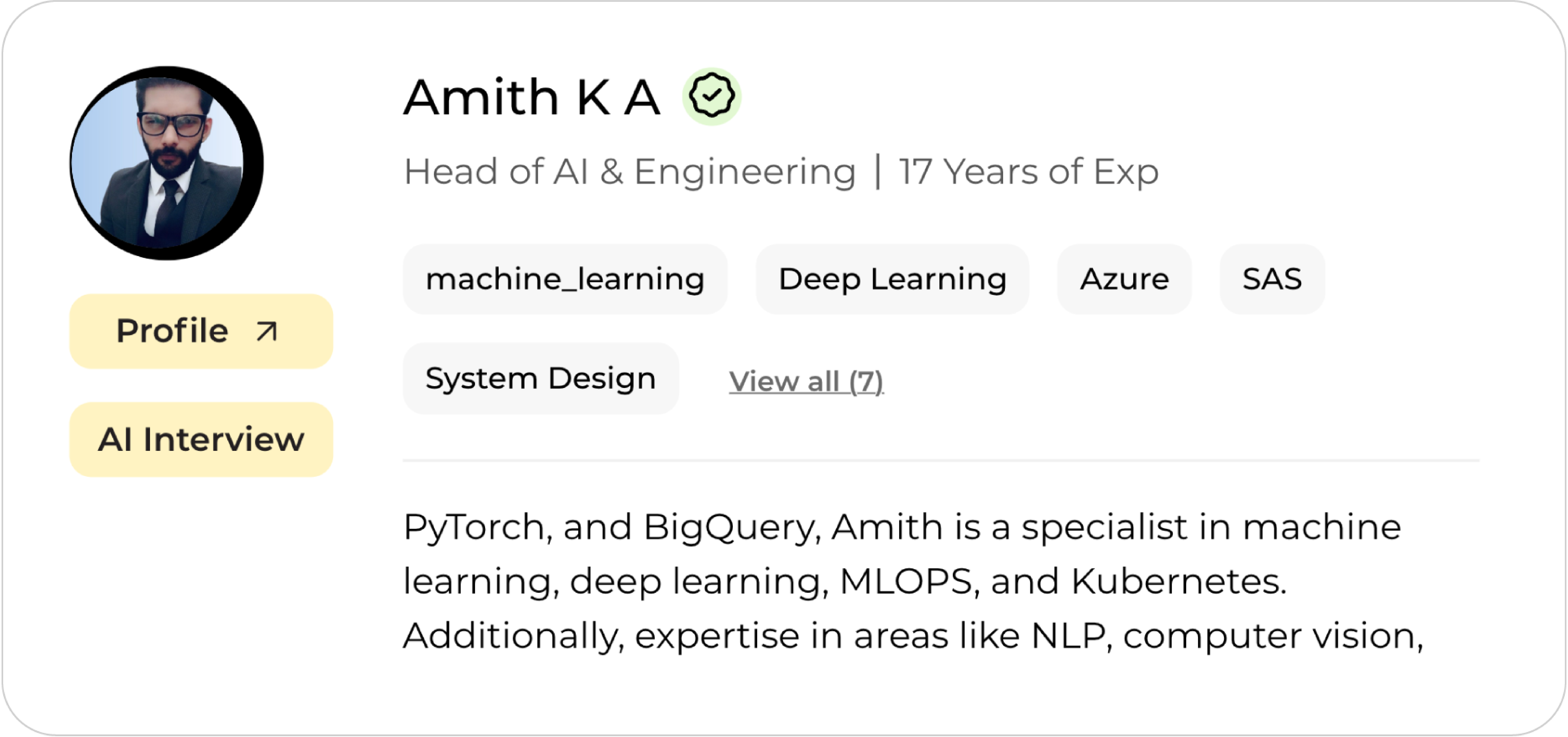 Amith K A Head of AI & Engineering 