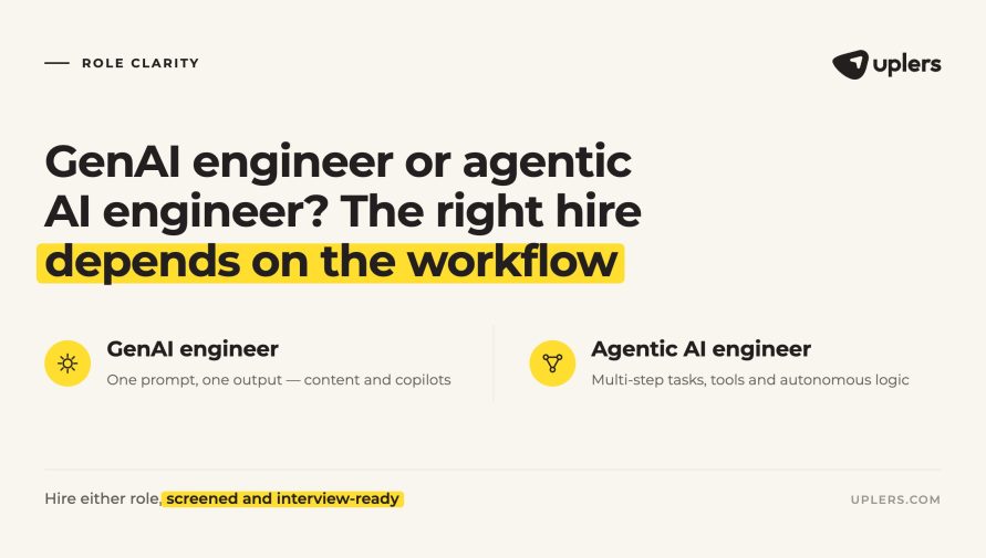 Gen AI vs Agentic AI Engineers: What the Difference Costs You If You Hire the Wrong One